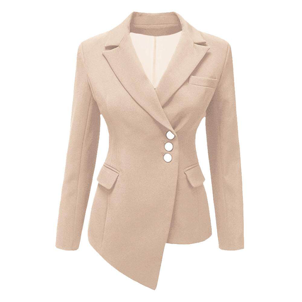 Fashion Women OL Style Long Sleeve Irregular Blazer Elegant Slim Suit Coat