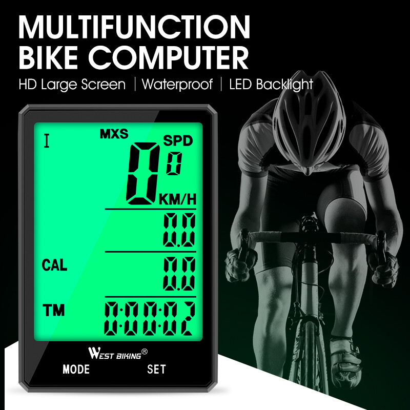 Đồng Hồ Bấm Giờ WEST BIKING 2.8 Cho Xe Đạp, Đồng Hồ Điện Tử Có Dây Màn Hình Lớn Chống Mưa Đo Vận Tốc