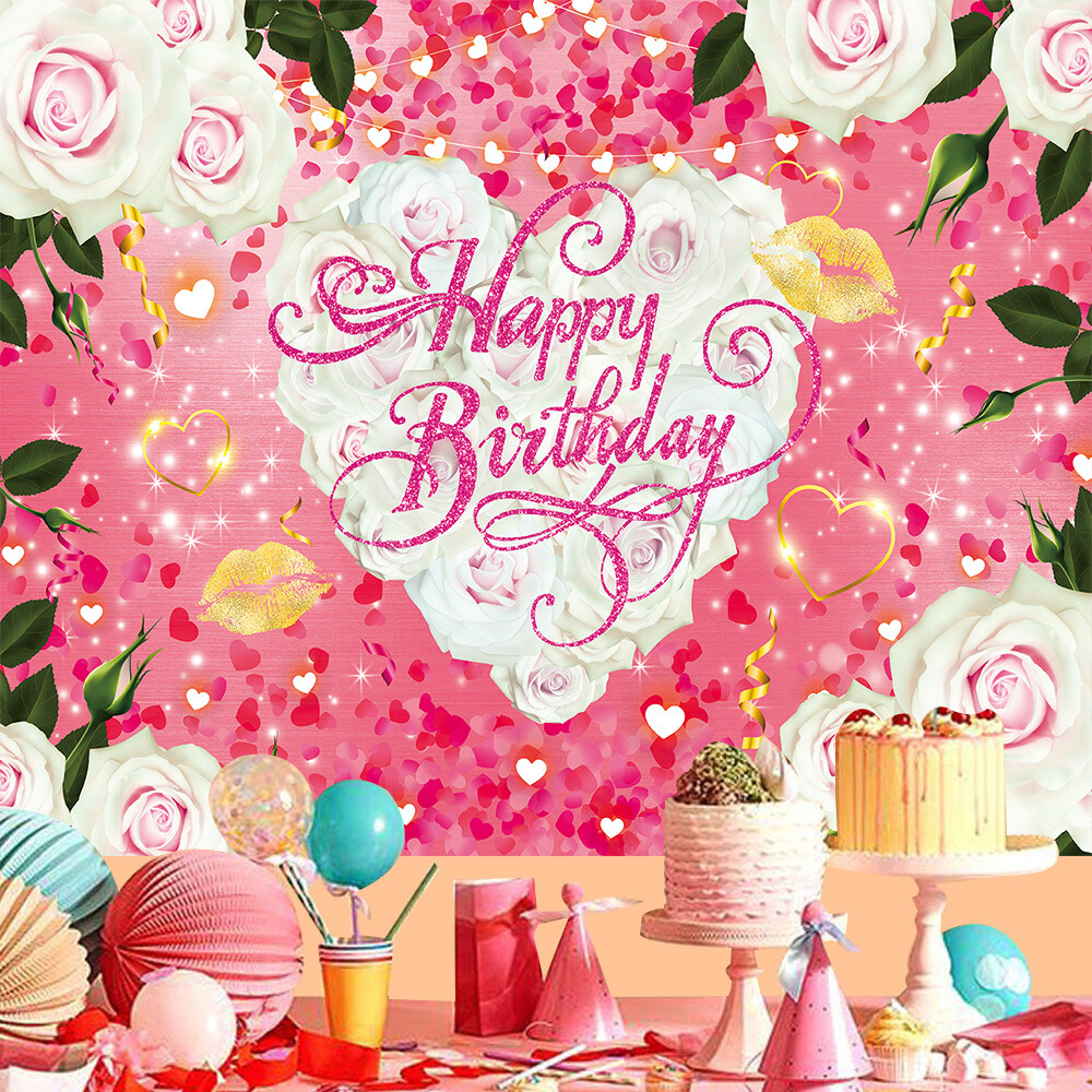 Pink Love Theme Background For Girls Birthday Party Decoration