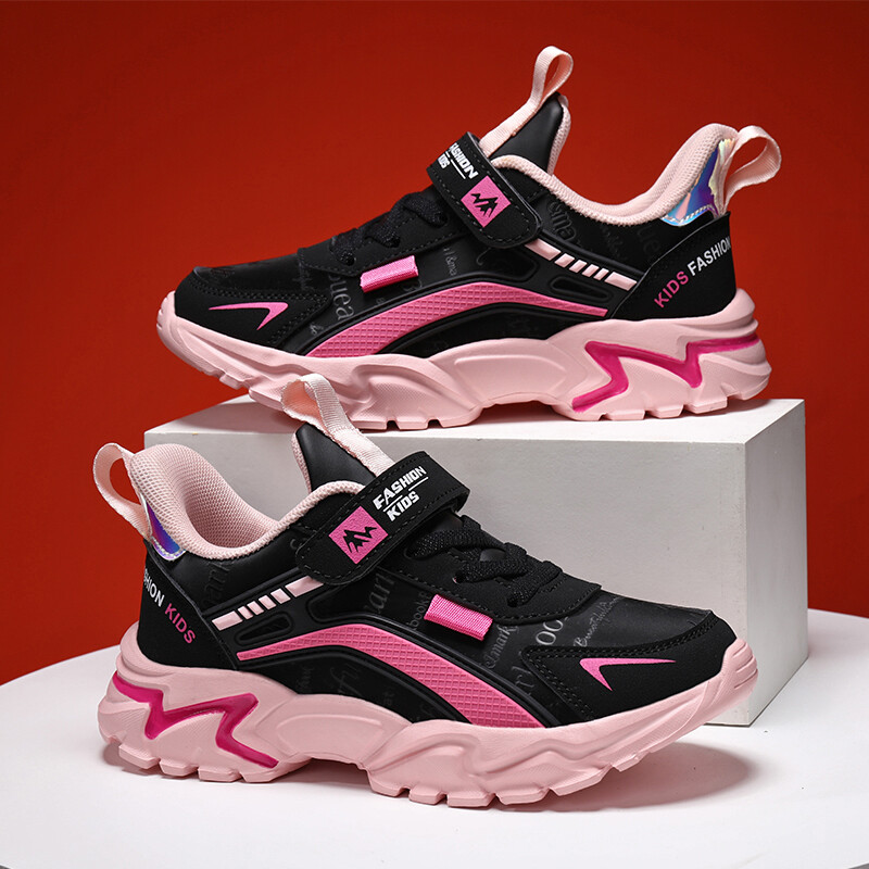 Girls Shoes 2023 Autumn Leather Waterproof Anti Slip Lightweight Soft Sole  Running Shoes Girls' Casual Fashion Durable Sneakers Pink Size 28-38 Age