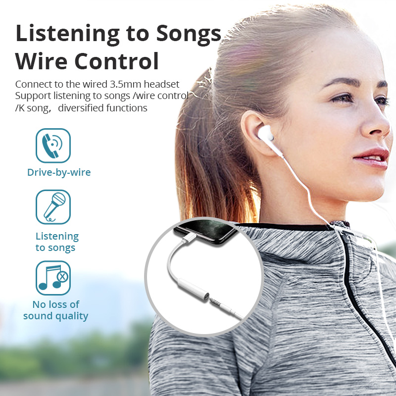 FONKEN Cáp Chuyển Đổi Đầu Nối 3.5Mm Bluetooth Lightning Sang Giắc Cắm Tai Nghe Aux 3.5Mm Bộ Chuyển Đổi Âm Thanh Cho iPhone 7/7Plus/X/ 11Pro/ XS