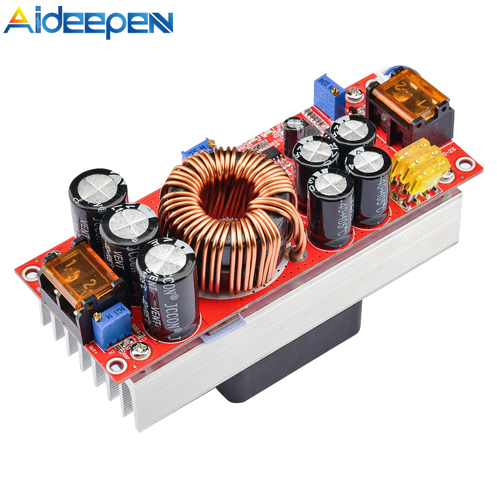 Aideepen 1800W 40A DC đến DC 1200W 20A Bộ chuyển đổi tăng áp Mô-đun nguồn tăng đầu vào 8-60V Đầu ra 12-90V DC sang mạch DC Điện áp tăng pin mặt trời Bộ khuếch đại pin DIY