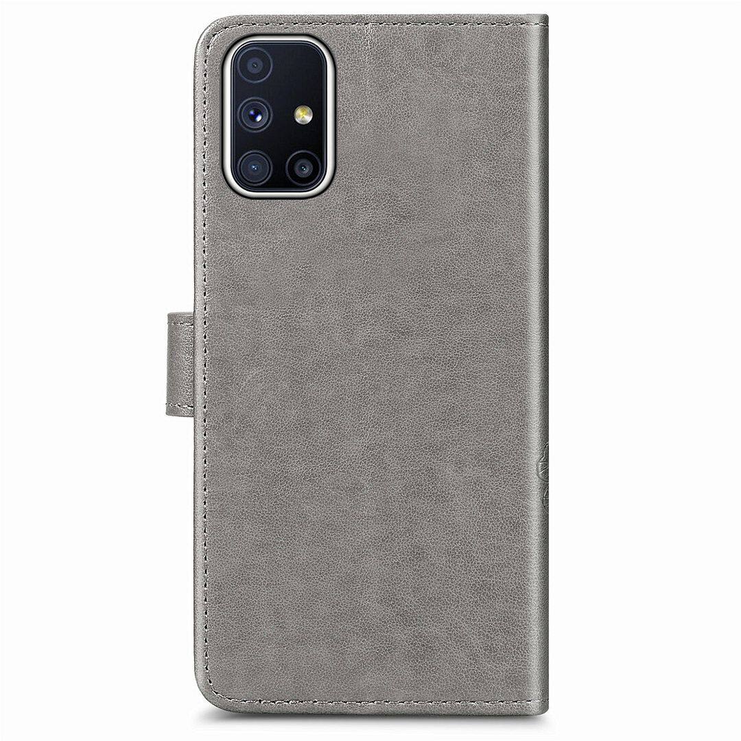 FAYANGRIES For Samsung Galaxy M51 (6.7 ) Case, Clover Embossing Solid color Phone Casing Flip Advanced Business PU Leather Cover Stand Support Bracket Succinct Wallet