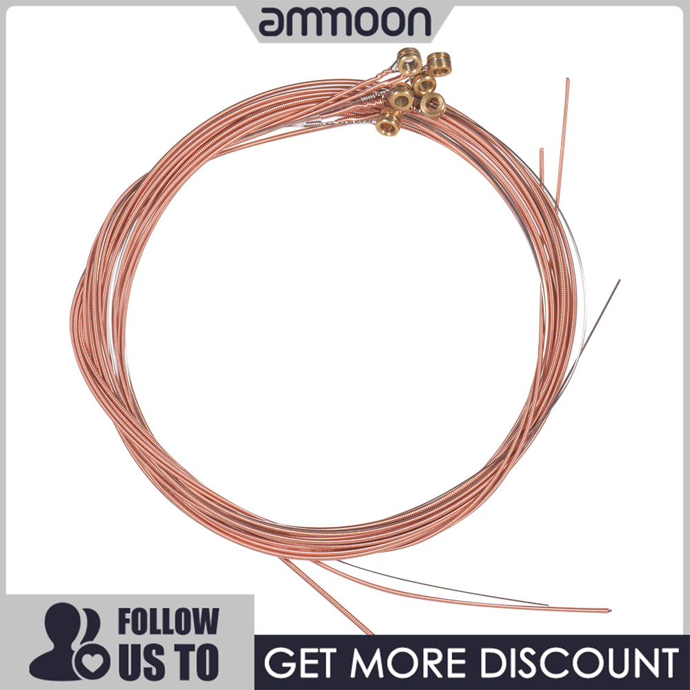 [ammoon]6pcs/ Set Acoustic Folk Guitar Strings Set Steel Core Copper Alloy Winding