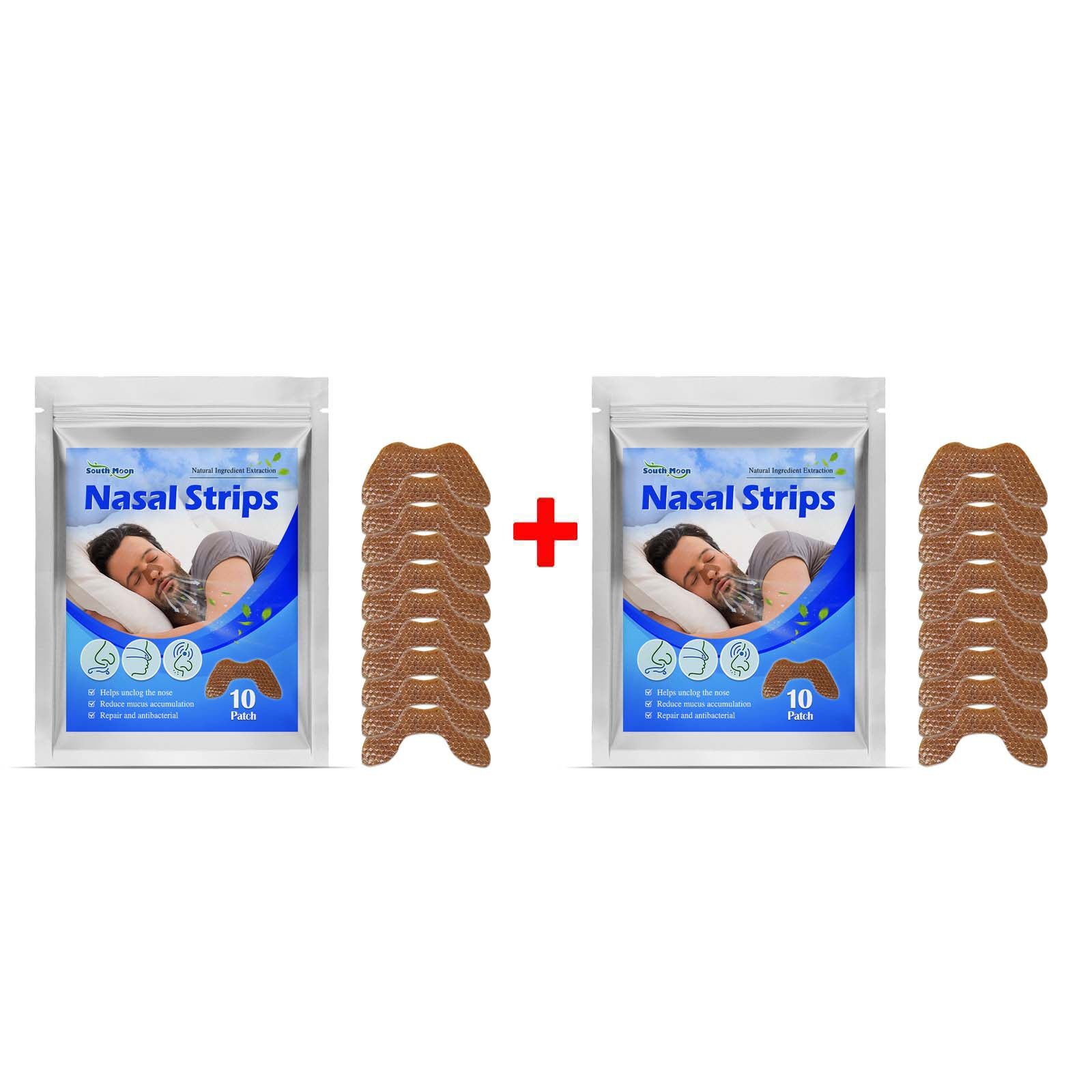 South Moon Nasal Breathing Patches Nasal Strips Stop Snoring Patch Better Breath To Not Snore Improve Sleep Quality Snoring-prevention Nasal Dilators Snoring Aid Stop Tool Relieve Snoring Night Anti-snoring Breathing Nasal Patch（10pcs/bag）
