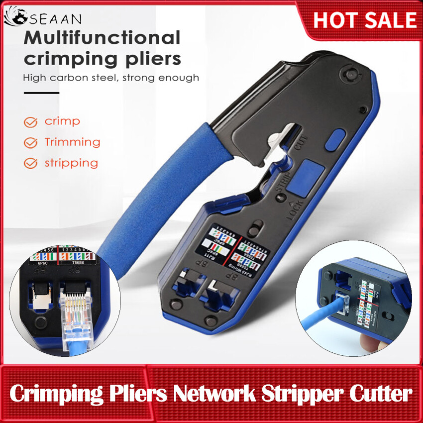 Rj45 crimping tool pliers network crimper stripper cutter ethernet clip tongs rg45 cat6 cat5e cat5 cat3 rj11 multi function