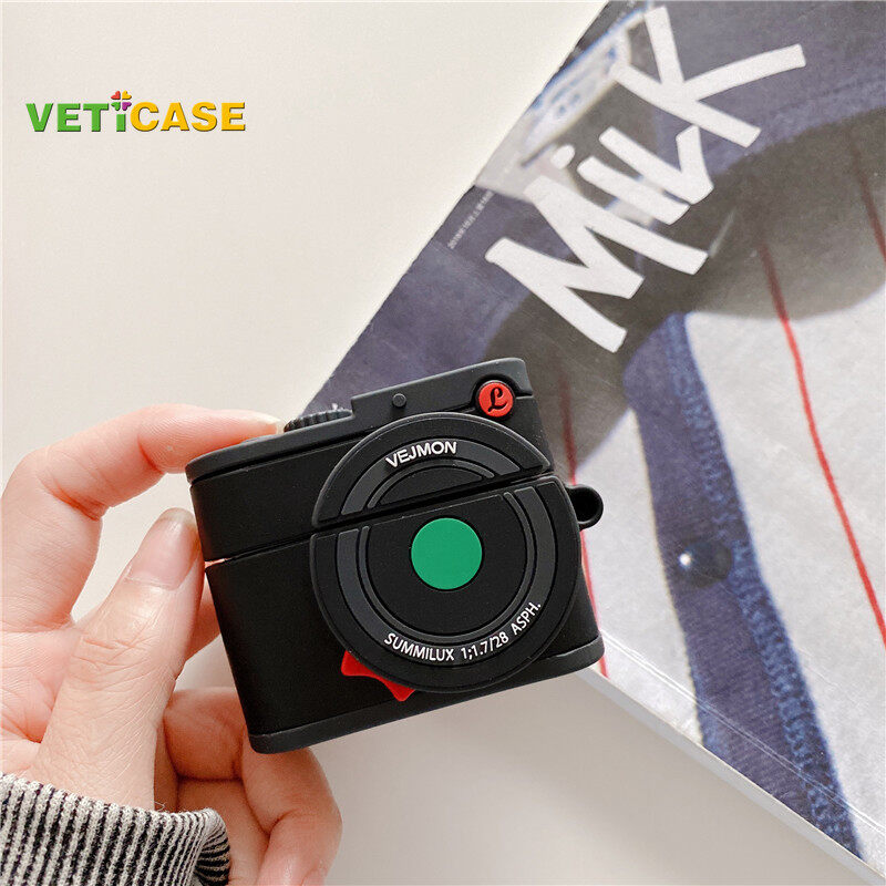 Retro Camera Wireless Earphone Case for Apple Bluetooth AirPods Pro AirPods 1 2 3 Pro2 New Silicone Soft Cover Headphone Air Pods Casing Pouch Protective AirPod Accessories Grey White