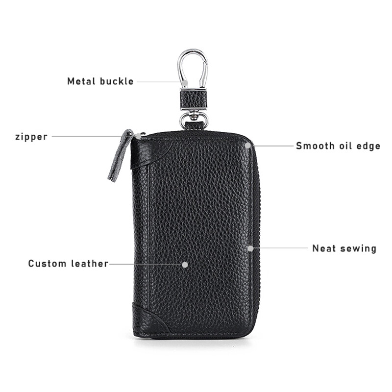 Ví Móc Khóa Da Thật Giá Đỡ Chìa Khóa Xe Đa Năng Dây Kéo Chính Organizer, Hộp Đựng Chìa Khóa Xe Thông Thường Ví Nữ