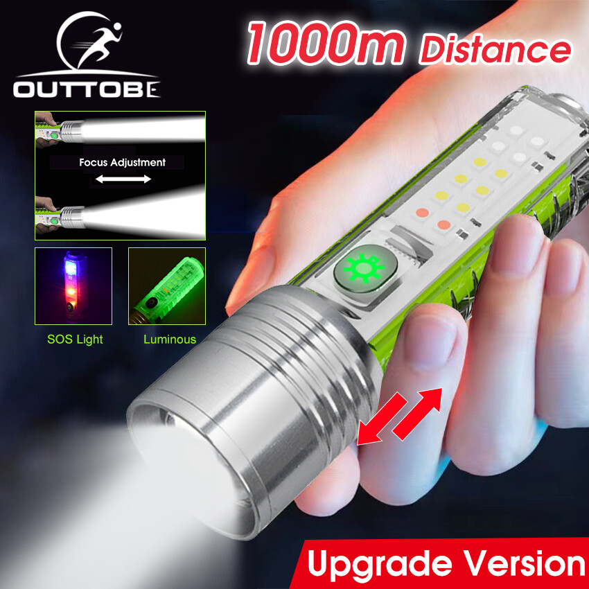 Outtobe Mini Flashlight LED Flashlight Super Bright Torch Light Handheld Mini Tactical Flashlight USB Rechargeable 8 Modes Zoomable Electric Torch Light Outdoor Flashlight for Camping /Hiking /Cycling