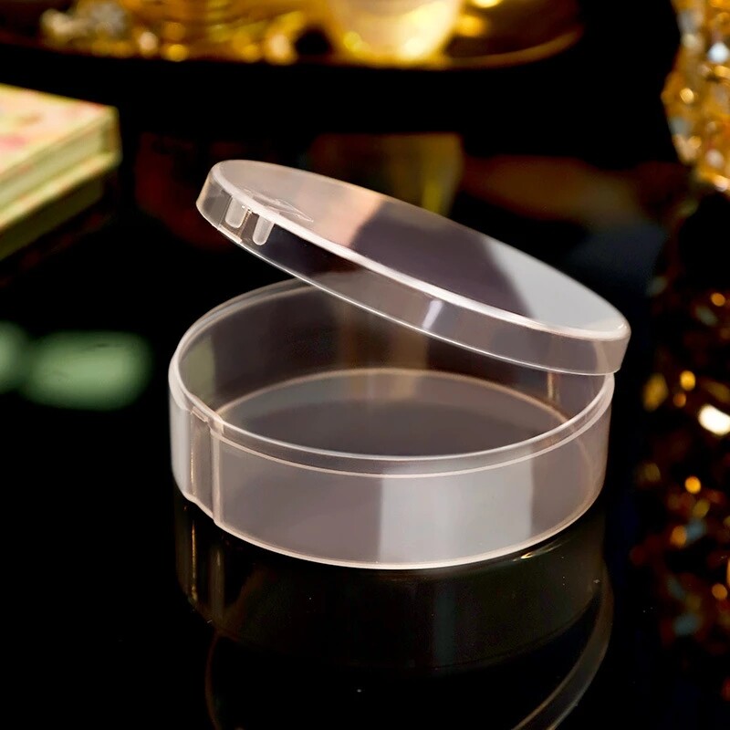 Dorisna Dust Puff Storage Box Transparent Round Plastic Box With Lid Plastic Empty Box