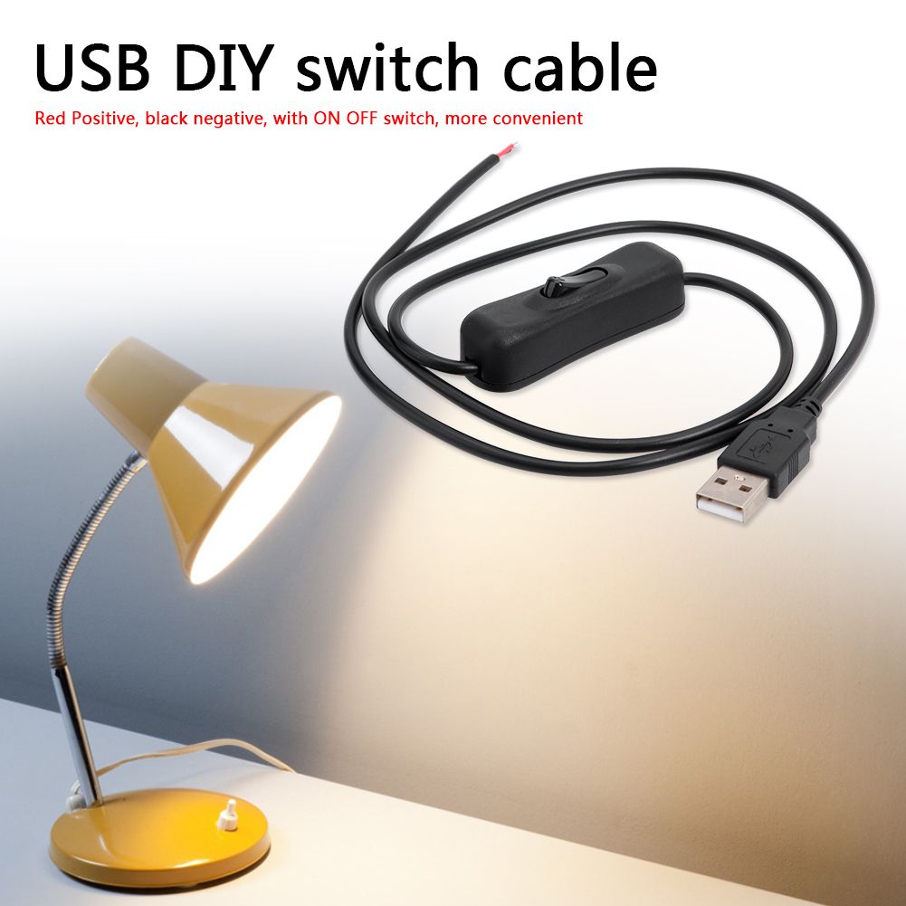 Cáp Nguồn USB 1M 5V 2 Chân USB 2.0 Đầu Đực Tự Làm Nối Dài Có Công Tắc