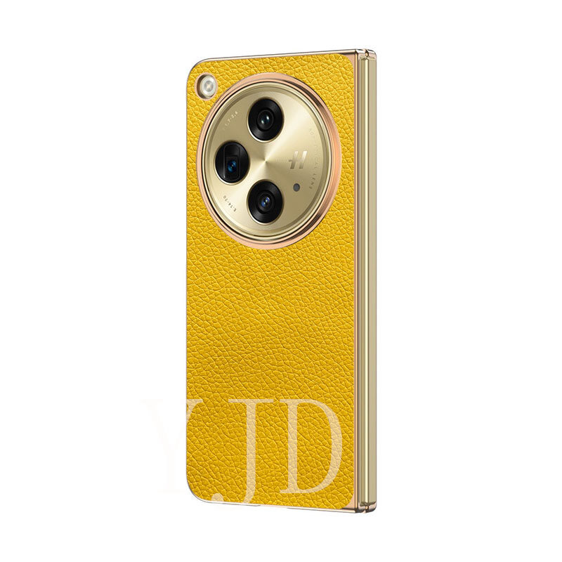 YJD Case For OPPO Find N3 Solid Color Leather Ultrathin Electroplated Edge Shockproof Phone Case