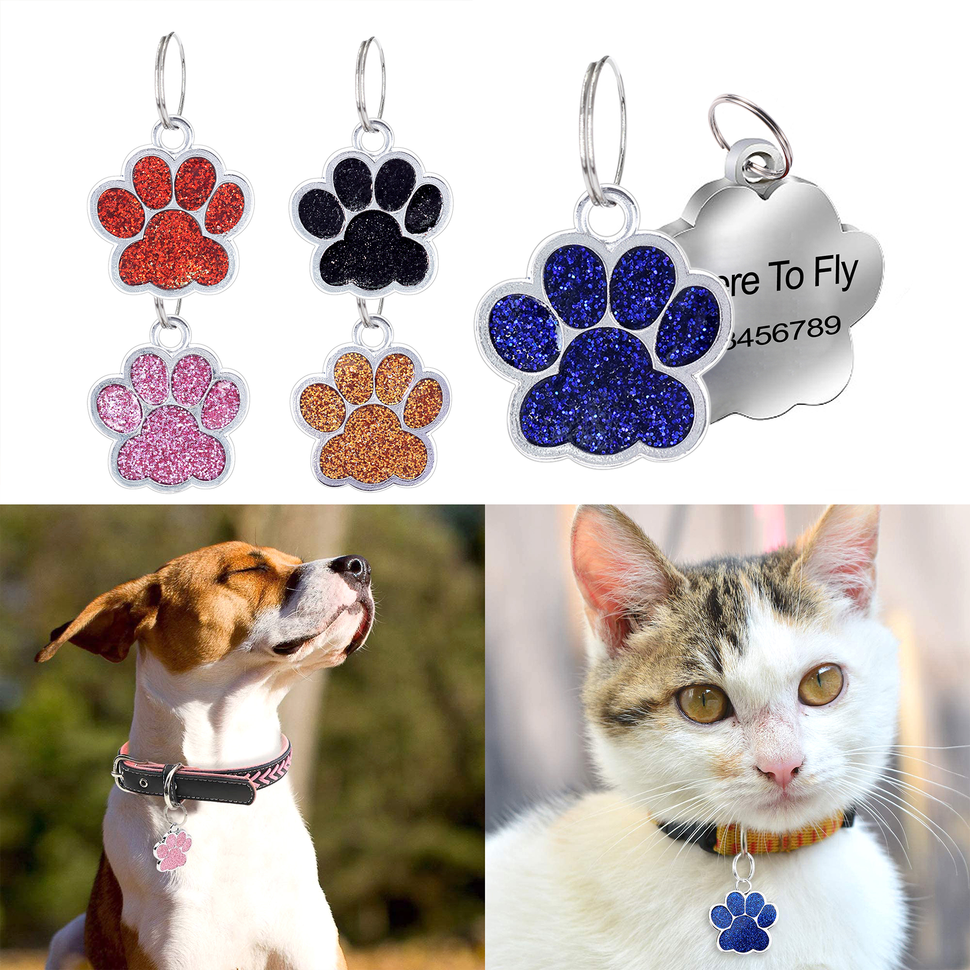 1 PC cá nhân khắc mèo cưng thẻ tên tùy chỉnh Dog ID tag Phụ KiệN Cổ Áo tên nơi chống mất Mặt dây chuyền móc khóa kim loại