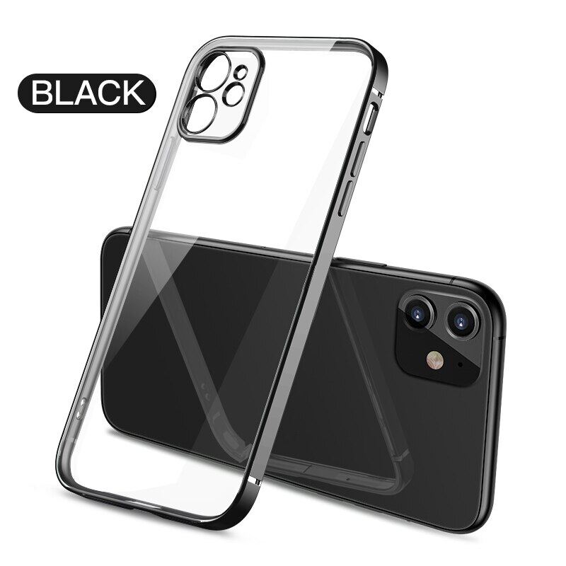 Square Plating Frame Protection Soft Case For iPhone 11 13 14 15 Pro Max 12 Case For iPhone XS Max XR X 7 8 6s SE2 Plus Clear Back Cover
