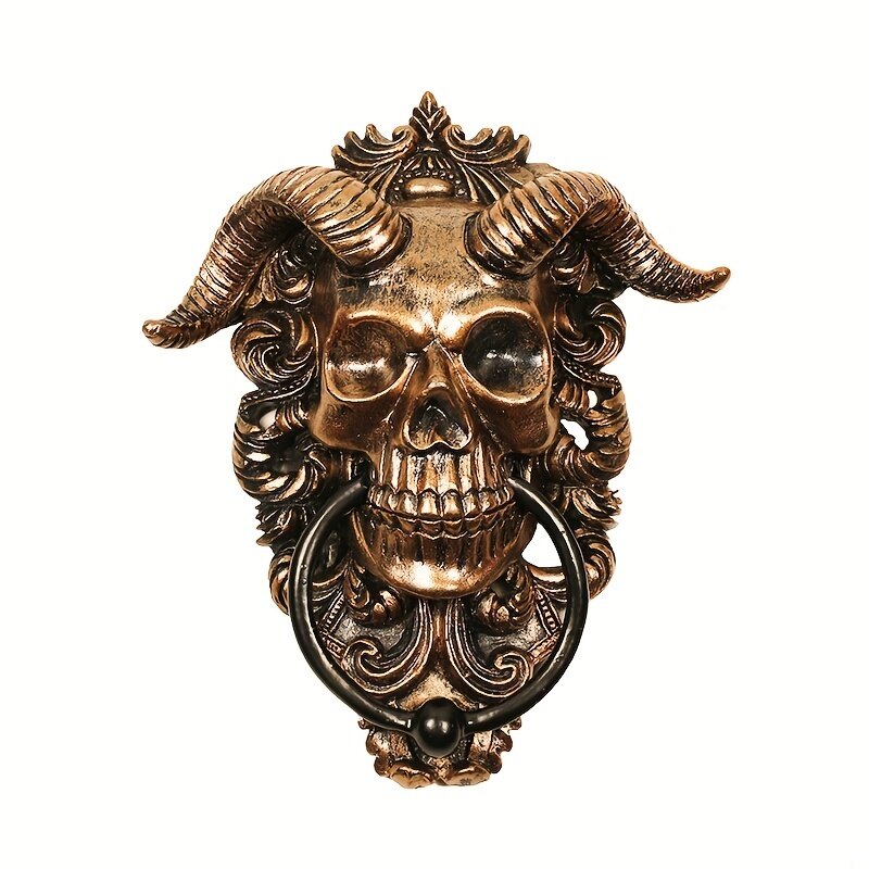 1 cái hộp sọ dê treo cửa mặt trang trí Gõ Cửa nhựa Punk quỷ Satan hộp sọ đầu cừu Chuông Cửa Rèm treo tường