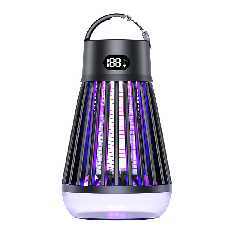 AGSIVO LED Digital Display Fly Traps Camp Lamp with Rechargeable Battery Mosquito Killing Lamp Electric Mosquito Bugs Zapper Indoor and Outdoor