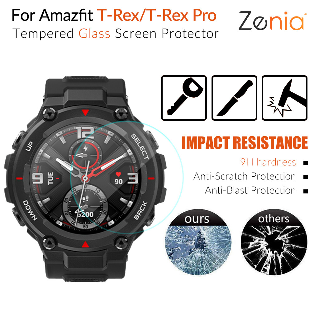 Zenia 2pcs Full Screen Protector Film For Amazfit T-Rex/ T Rex Pro Watch HD 9H 2.5D Tempered Protective Glass Explosion-proof Anti Scratch Film