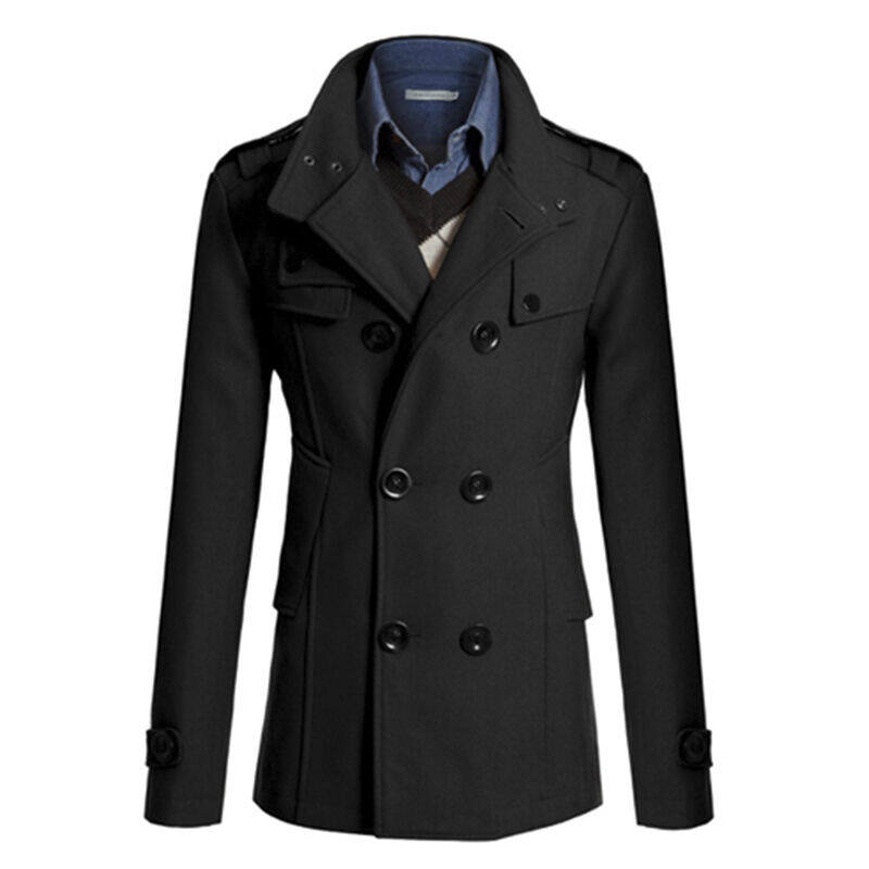 Mens Double Breasted Trench Coat Winter Warm Long Slim Jacket Business Overcoat YCYING