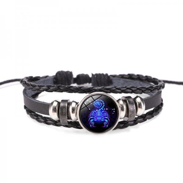2022 New 12 Signs Constellation Charm Bracelet Men Women Fashion Multilayer Weave Leather Bracelet Bangle