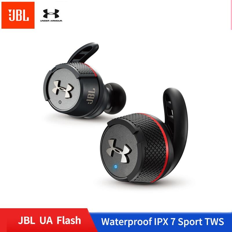 JBL UA แฟลชไร้สายบลูทูธ V4.2 หูฟังเล่นกีฬาพร้อม TWS แฟลช IPX7 กันน้ำลึกพร้อมกล่องชาร์จและไมโครโฟน