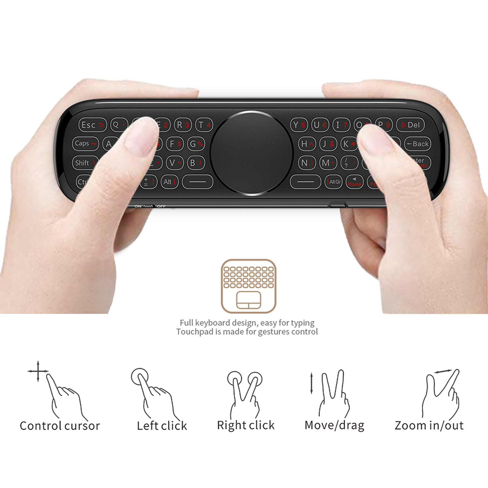 Zhanxing-Bàn Phím Không Dây Wechip W2 Pro Bàn Phím Cảm Ứng Chuột Không Dây ABS Chức Năng 3 Trong 1 2.4G Cho TV Thông Minh Bàn Phím Không Dây 2.4G