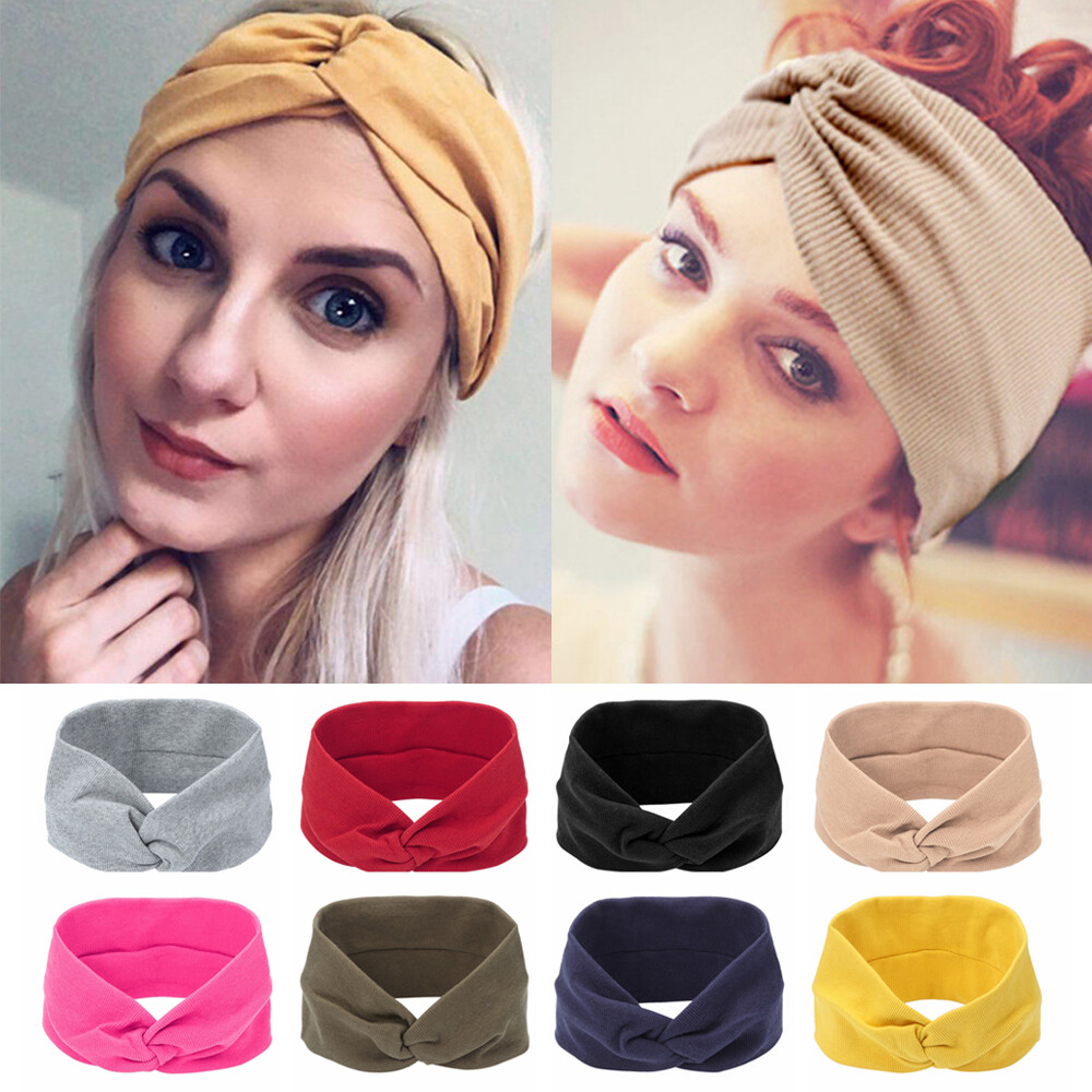 1 PC Cotton Twisted Elastic Turban Headbands for Women Stretchy Gym Yoga Hair Band Head Wrap Headwear Bandana Hair Accessories