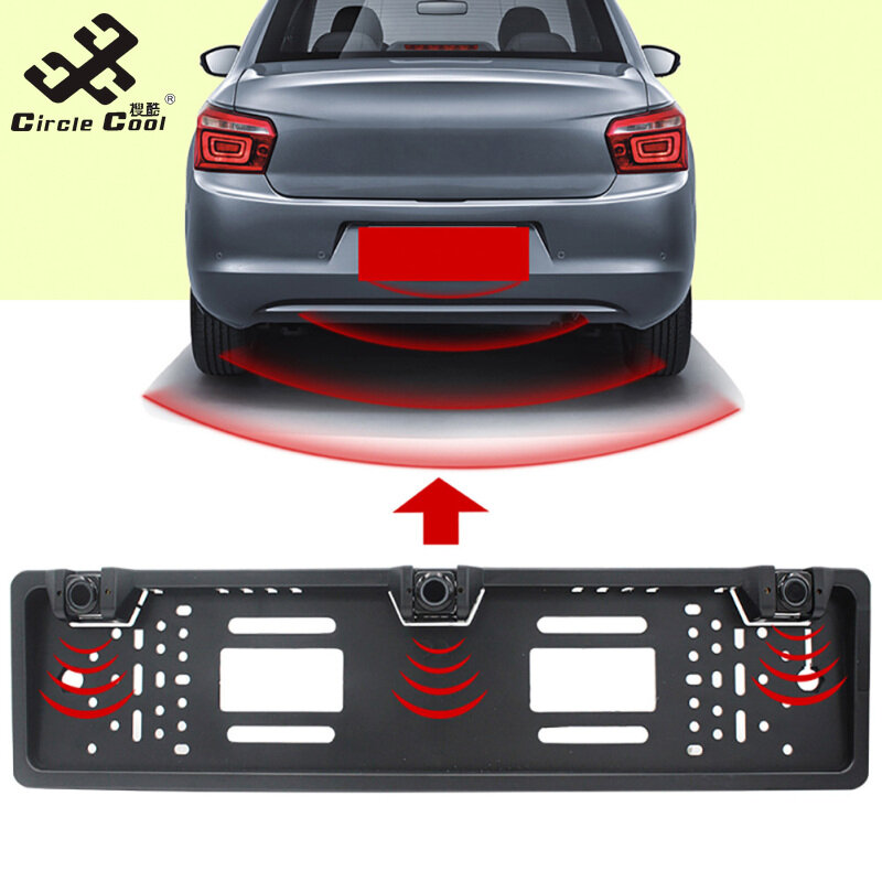Circle Cool Eu Europe Car License Plate Frame Car Parking Sensor Kit