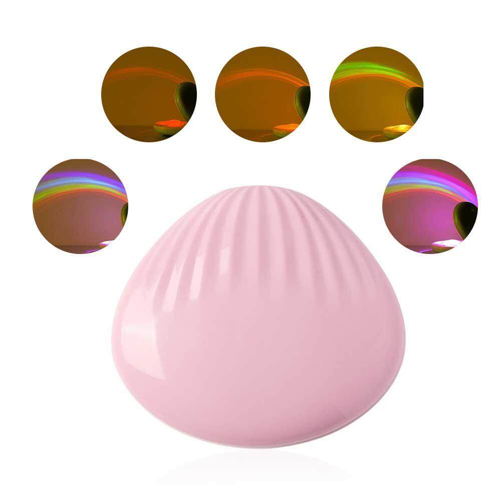 EterSummer Creative Rainbow Projector Lamp,USB Rechargeable Shell Shaped Multicolor Led Night Light Desk Mood Nursery Lamp Romantic Gifts Home Bedroom Decoration for Kids Children Girlfriends Friends Singapore