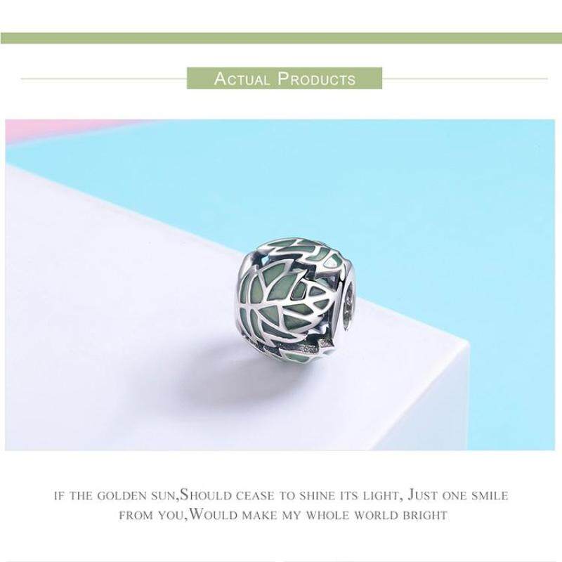 S925 sterling silver beads green leaves breath of youth girl ornaments