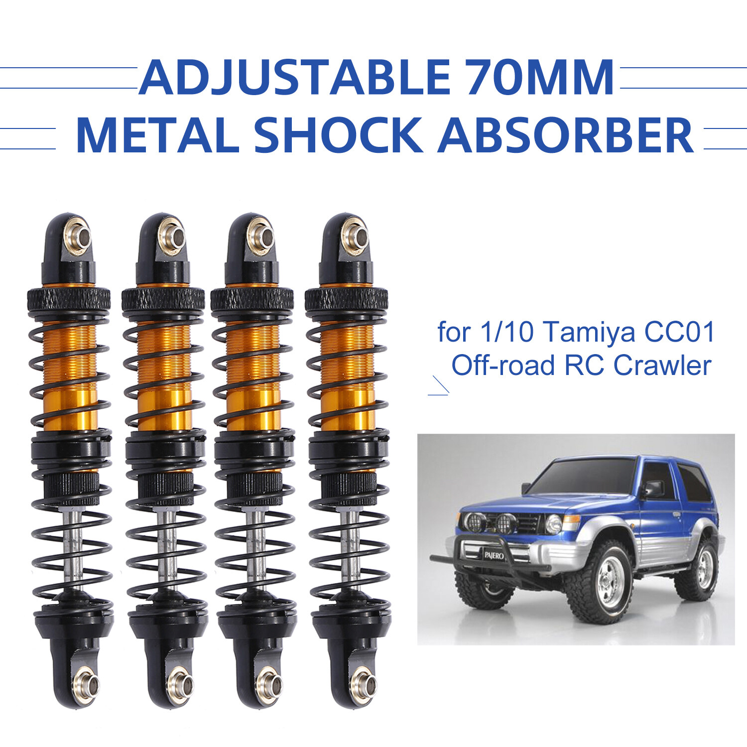 4Pcs 70มม.โลหะตัวหน่วงการสั่นสะเทือน Damper สำหรับ1/10 Tamiya CC01ตีนตะขาบ RC Off-Road รถ