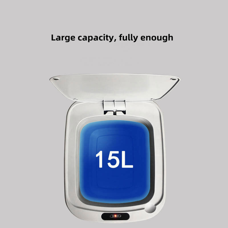Intelligent induction trash can with lid large capacity stainless steel trash can
