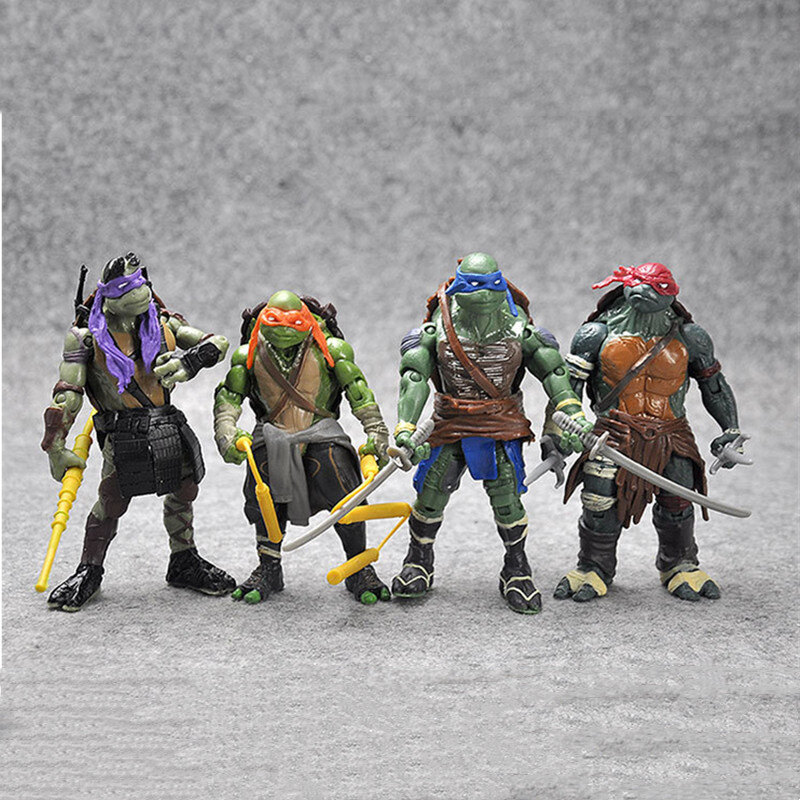4pcs/set 12CM TMNT Teenage Mutant Ninja Turtles Action Figures Anime PVC Donatello Raphael Dolls Model Toy for Children Gifts Collection