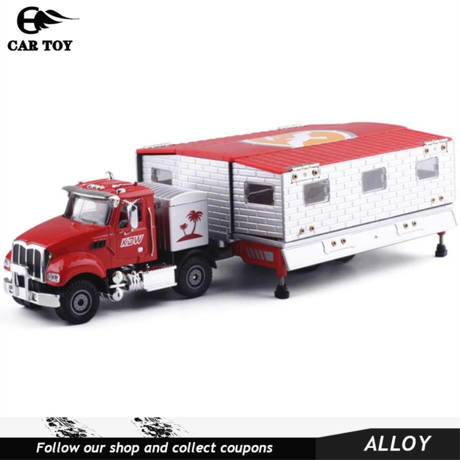 Car Toys Alloy Diecast Motor Homes Truck 1:50 Motor Trailer Limous Folding 4 Telescope Stand Vehicle Model Collection Gift For Kids Toy