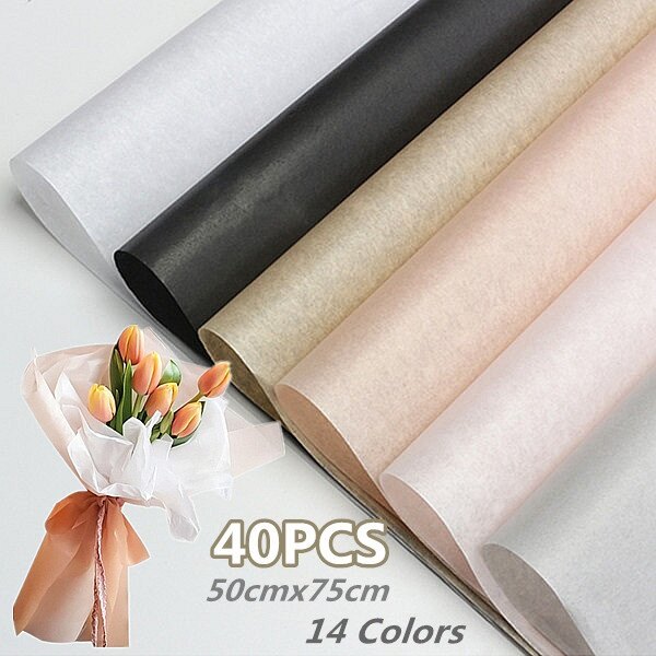 Dream Hunter 40Pcs/lot Wrapping Paper Flower Bouquet Diy Tissue Paper Clothing Packing Simple Pure Color Packaging Craft Paper Scrapbook 2024