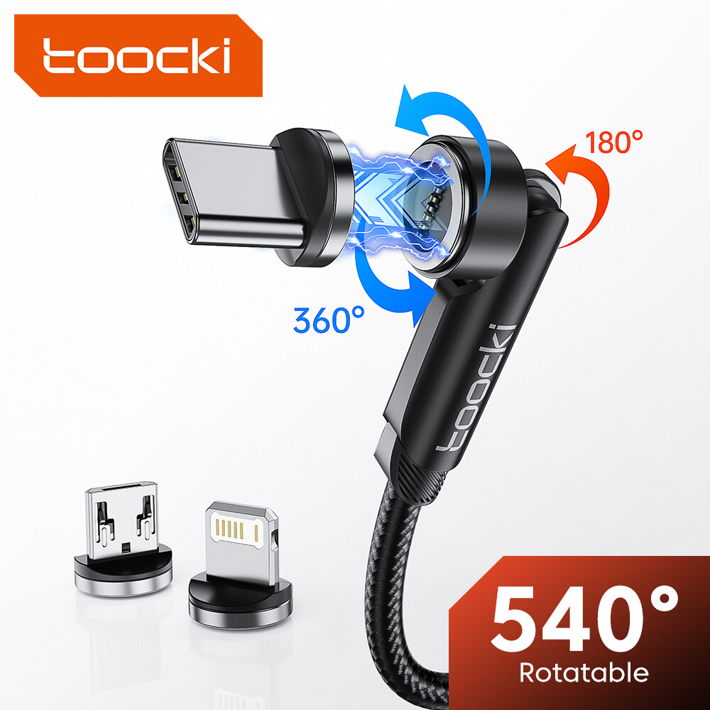 Toocki 540 Xoay Cáp sạc nam châm 3A Nhanh Chóng Sạc Micro USB Loại C cáp cho iPhone Xiaomi Nam Châm sạc điện thoại Dây Dữ Liệu