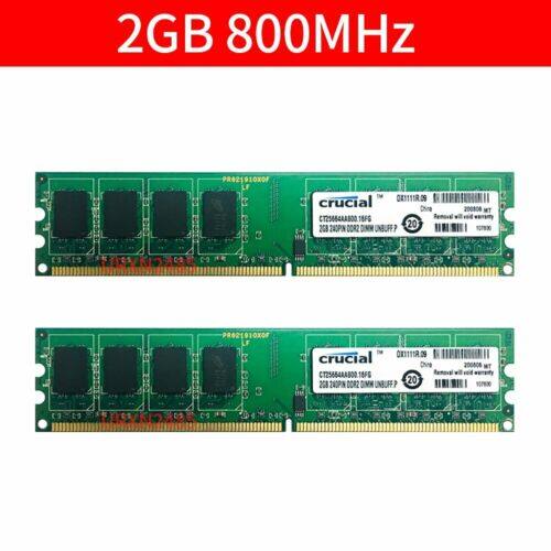 4gb 2x 2gb pc2-6400u ddr2 800mhz 240pin 1.8v pc ram desktop memory for crucial