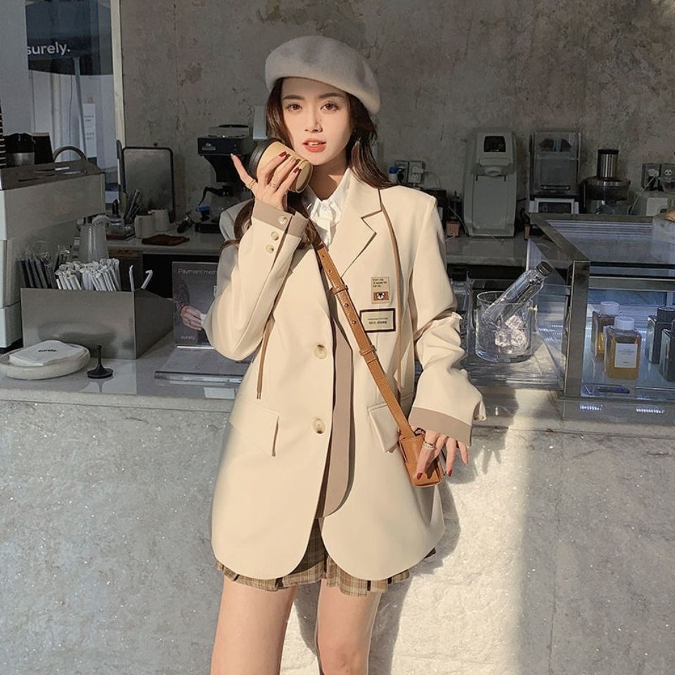 Suit Jacket Women's Spring New Casual Loose Korean Version of The College Style Suit Trend Blazer Outwear for Female