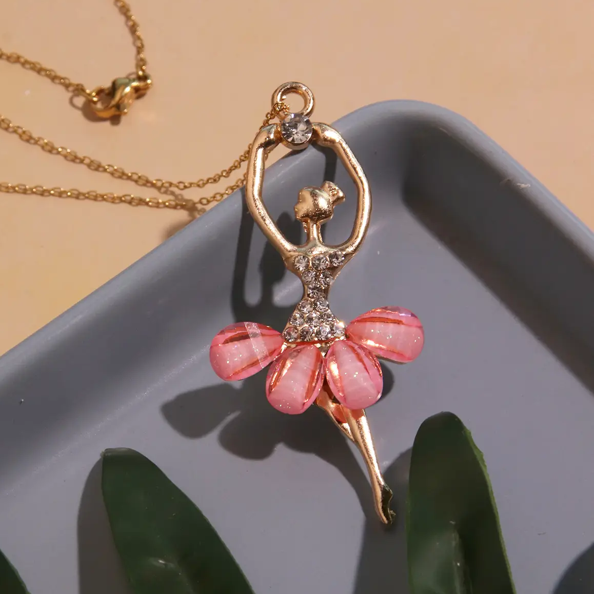 Her Lab Jewelry | Pink ballet girl pendant necklace, Korean high-end women's necklace, cute personalized necklace accessories, slimming