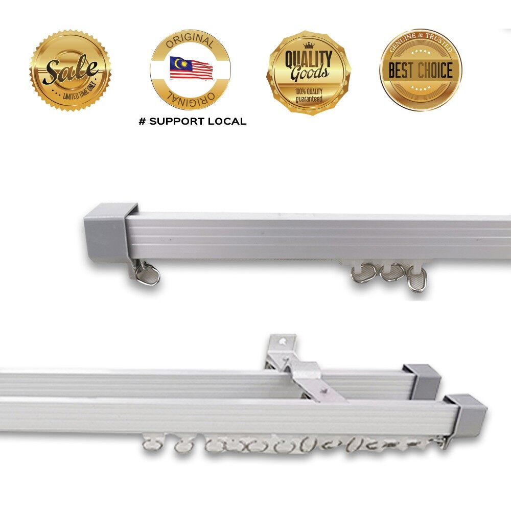 Rel Langsir Single & Double Aluminium Aluminum Lengkap Rail Track Set