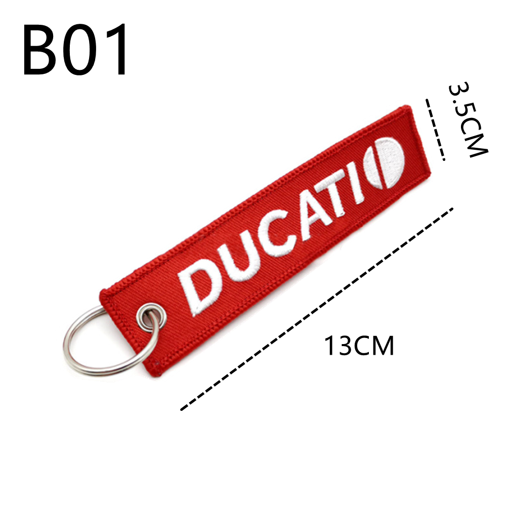 Olecranon Keychains Motorcycle Key Chain Akrapovic Fabric Embroidered Metal Keychain For DUCATI