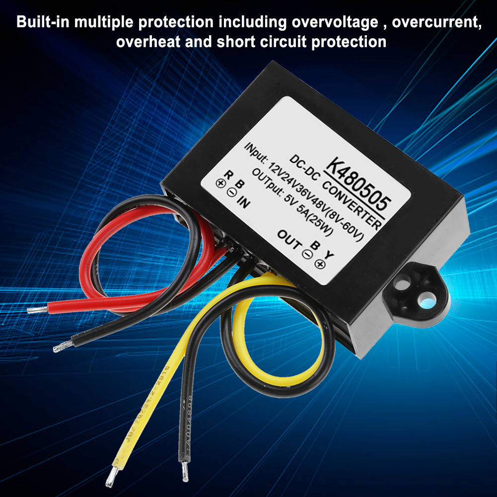 Bộ Chuyển Đổi DC-DC Điện 12V/24V/36V/48V Sang 5V 5A, Mô Đun Cung Cấp Bộ Chuyển Đổi DC-DC Điện