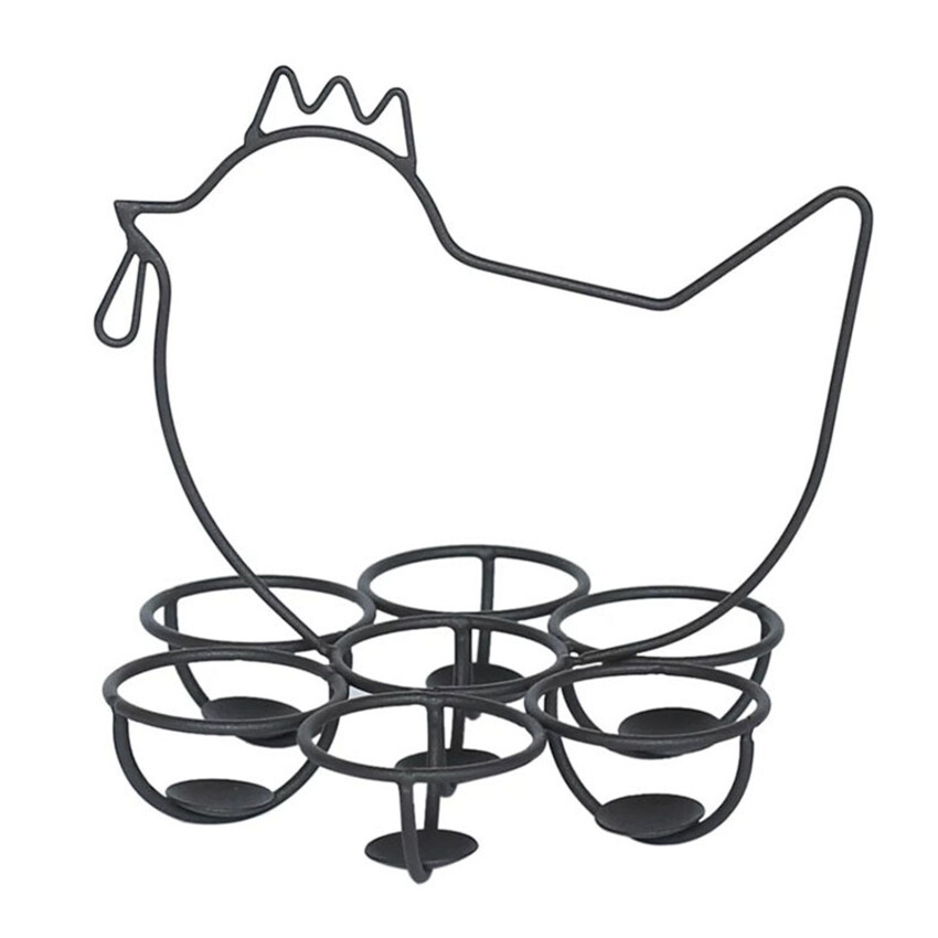 Egg Holder Iron Egg Rack Rooster Egg Tray for 6 Fresh Eggs Egg Holder