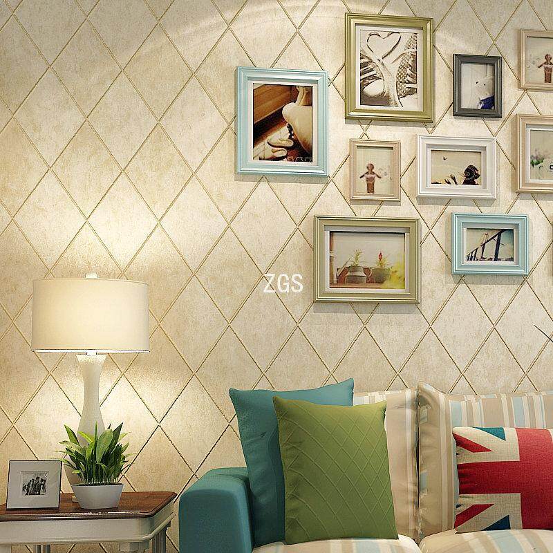 ZGS 0.53*10 m Kim Cương Latticed Không dệt Wallpaper3d Phòng Ngủ Phòng Khách TRUYỀN HÌNH Nền Giấy Dán Tường