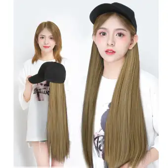 Ivringshop Long Straight Wig Cap 30 Inch Long Hair Baseball Cap