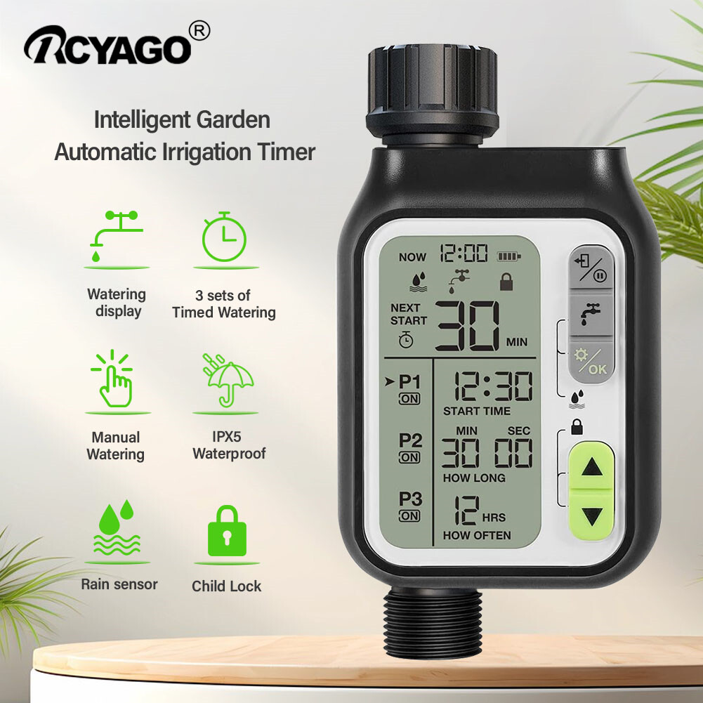RCYAGO Intelligent gardening timer watering device Garden balcony farm automatic watering timer outdoor irrigation watering controller