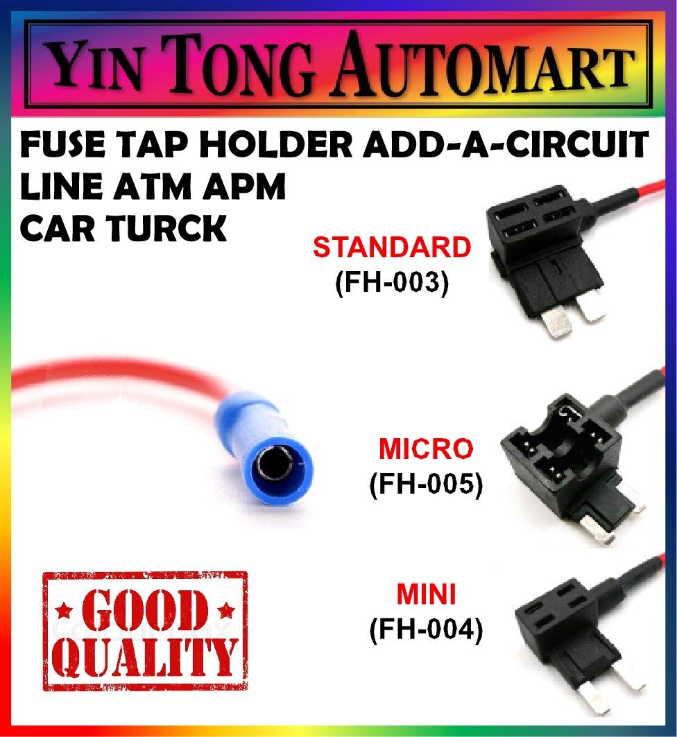 Car 12V Add-a-circuit Fuse Standard ATM APM Auto Blade Fuse Holder TAP Adapter