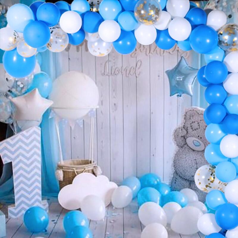 WEIGAO Blue One Foil Balloons Set First Birthday Decor One Year Old Number  Balloons Baby Shower