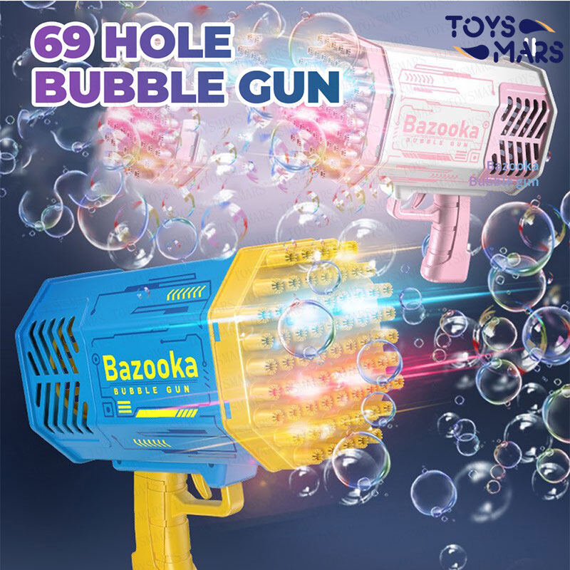 TOYSMARS Big Rocket Launcher Bubble Machine 60 / 64 Holes Bubble Toy Bubble Toy Automatic Bubble Maker Machine Electric Bubble Toy Children's Bubble Fun for Summer Outdoor Birthday Christmas Gift for Kid Teen Boy and Girl