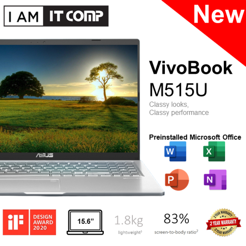 Asus M515U-AEJ202TS / M515U-AEJ204TS 15.6 FHD Laptop ( Ryzen 5/4GB/512GB SSD/AMD/W10 ) FOC Wireless Mouse & Backpack Malaysia
