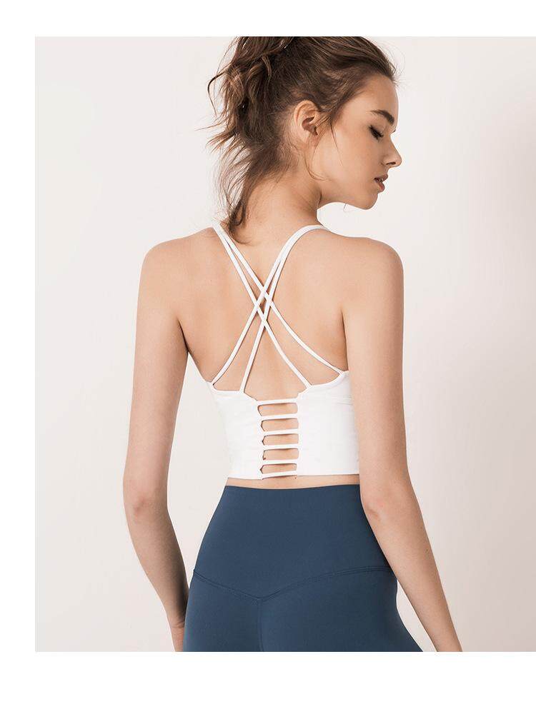 SUPERFLOWER Women's Cross Back Sports Underwear with Bra Pads Shockproof Yoga Vest Fiess Bra_voghion.com